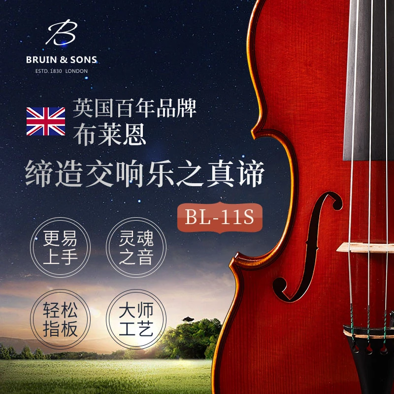 英国布莱恩BL-11S专业级演奏小提琴独奏高档纯手工制作虎纹实木
