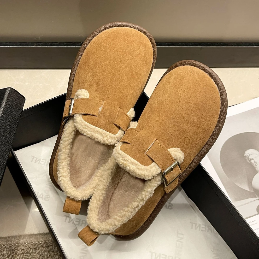 2023秋冬加绒勃肯鞋全包羊羔绒时尚加厚防滑套脚一脚蹬棉鞋