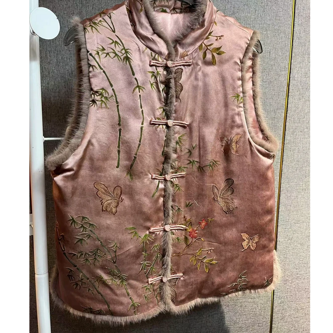 人丝提花复古国风马夹民族风立领新中式