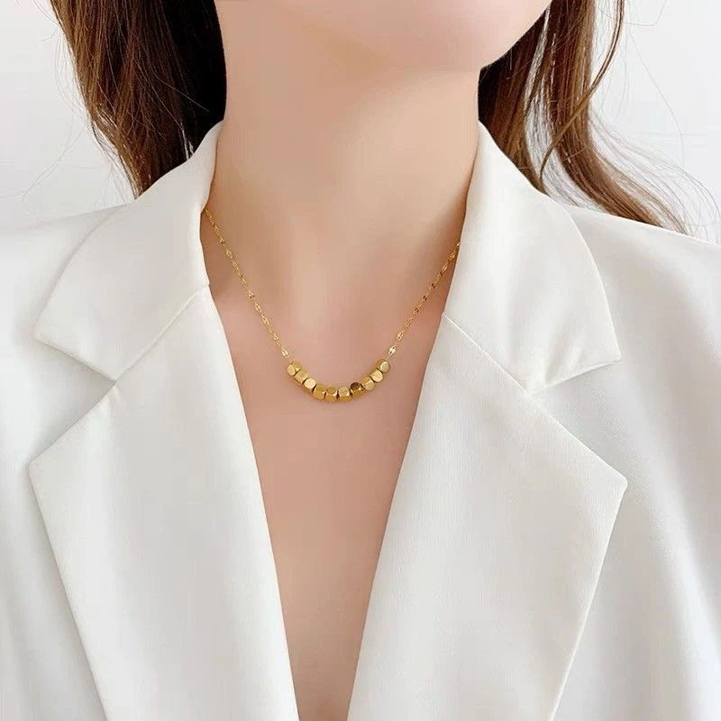 钛钢项链 十全十美女款不掉色新款网红百搭气质时尚锁骨链吊坠ins