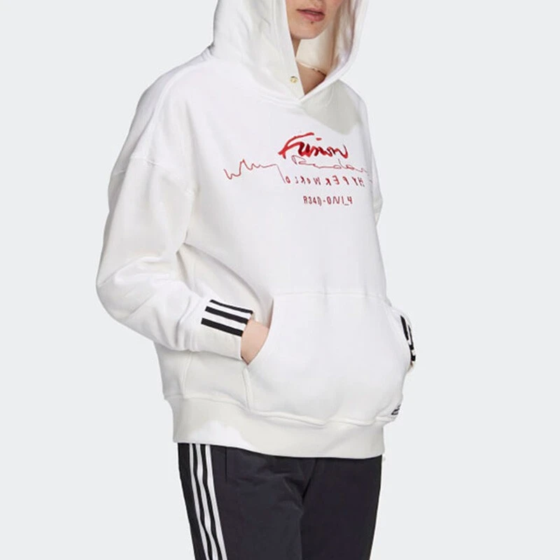 adidas/阿迪达斯三叶草R.Y.V.运动连帽套头卫衣女款白色 GD2945