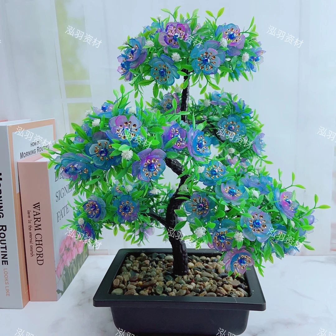 【主播推荐】珠子玫瑰花盆栽材料包(非成品,带花盆)手工花简单易学