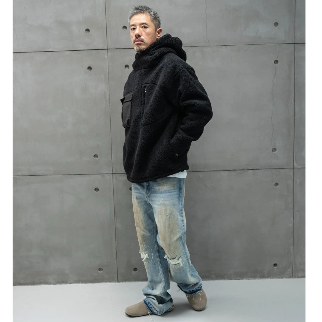 CURRAHEE男女同款人造抓绒衣机能型防风领口连帽加厚外套保暖套头