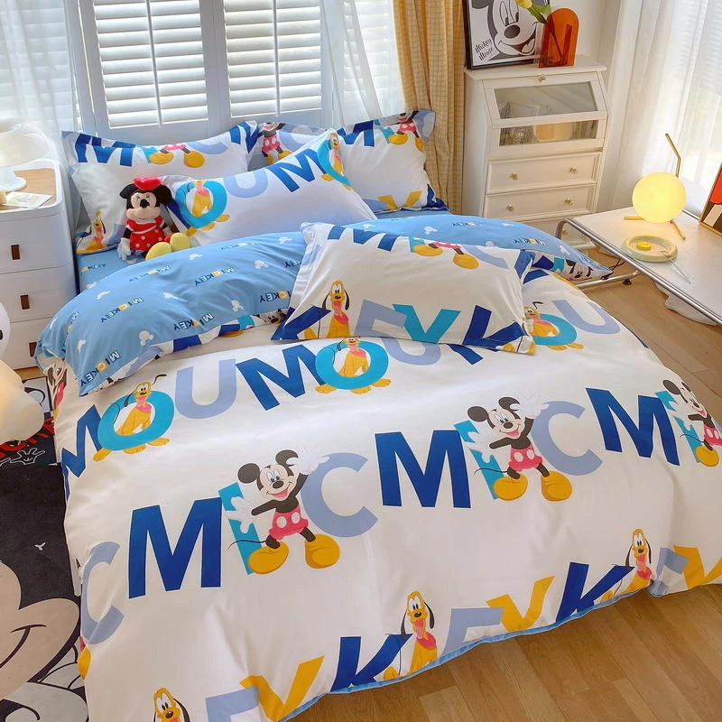 四件套正版授权迪士尼磨毛家用单人床学生宿舍男童女孩三件套被罩