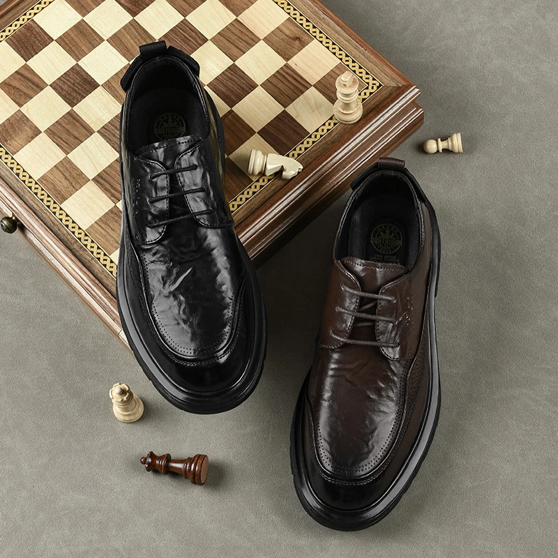 8669皮鞋男商务正装新款软底男士休闲时尚百搭耐磨潮流圆头系带鞋