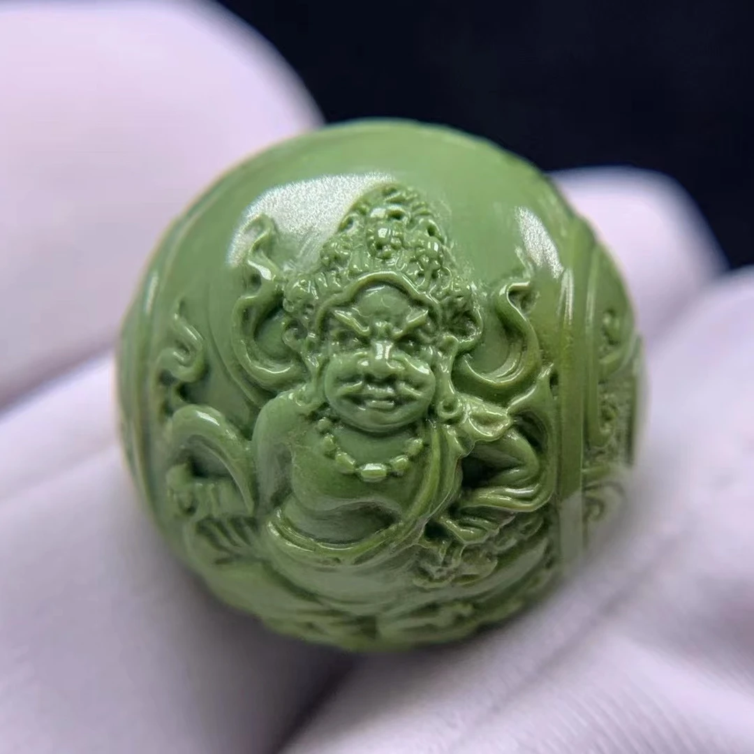 原矿绿松石无油无水无科技财神珠干净无铁线料质细腻盘完效果佳