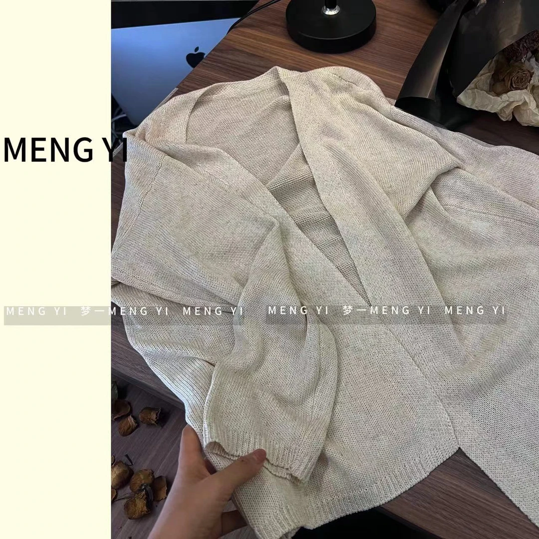 轻奢慵懒亚麻针织开衫my-1155