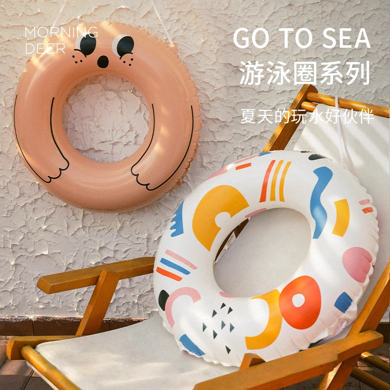 鹿早 儿童去海边游泳圈男女童卡通水上充气玩具 送打气筒