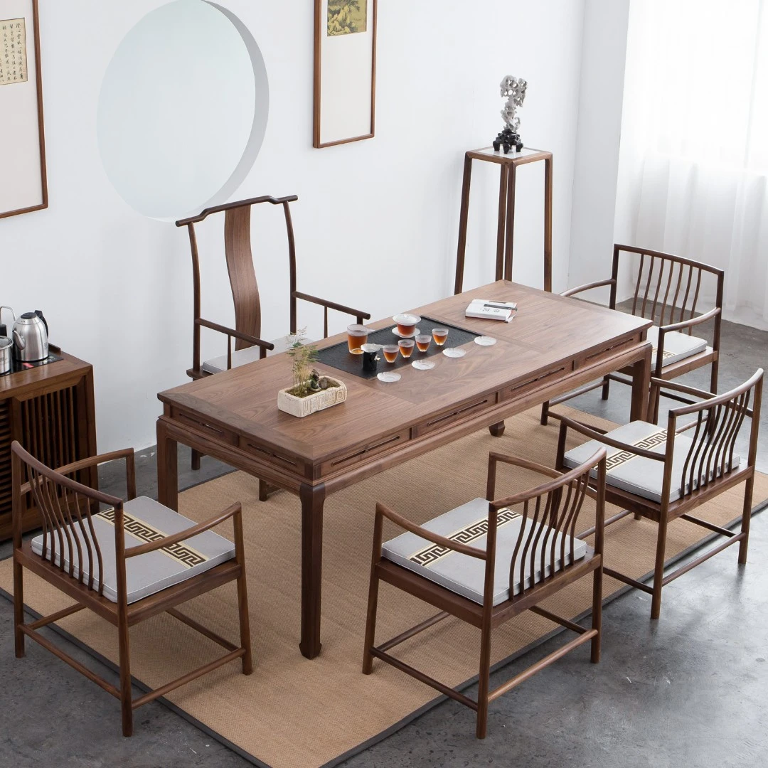 木苍生新中式实木茶桌椅组合公司接待商用办公泡茶桌功夫茶桌桌子