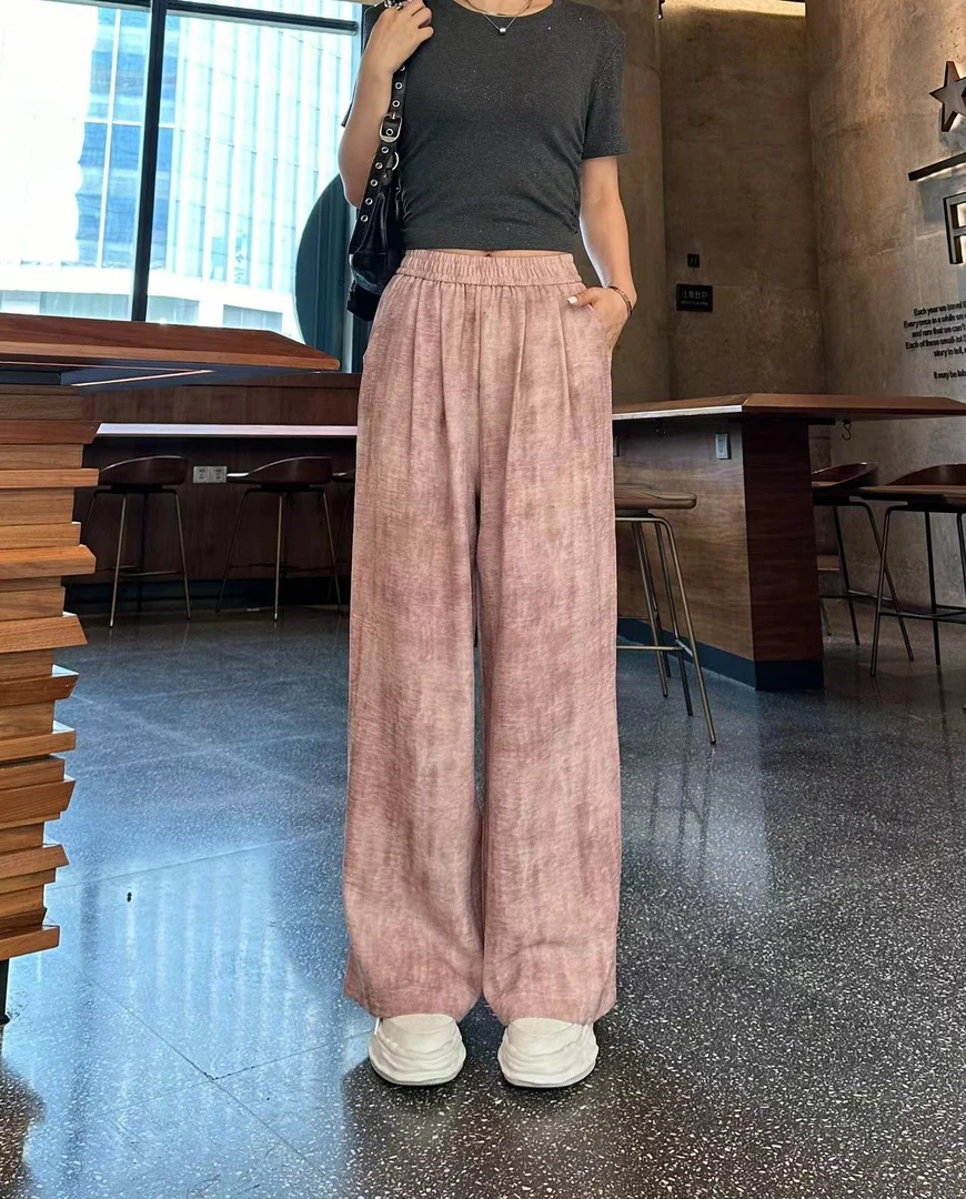 夏季新款显瘦百搭水墨扎染工艺凉凉裤