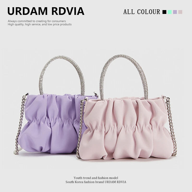 URDAM RDVIA高级感褶皱云朵包女2023新款手提休闲斜跨包生日礼物