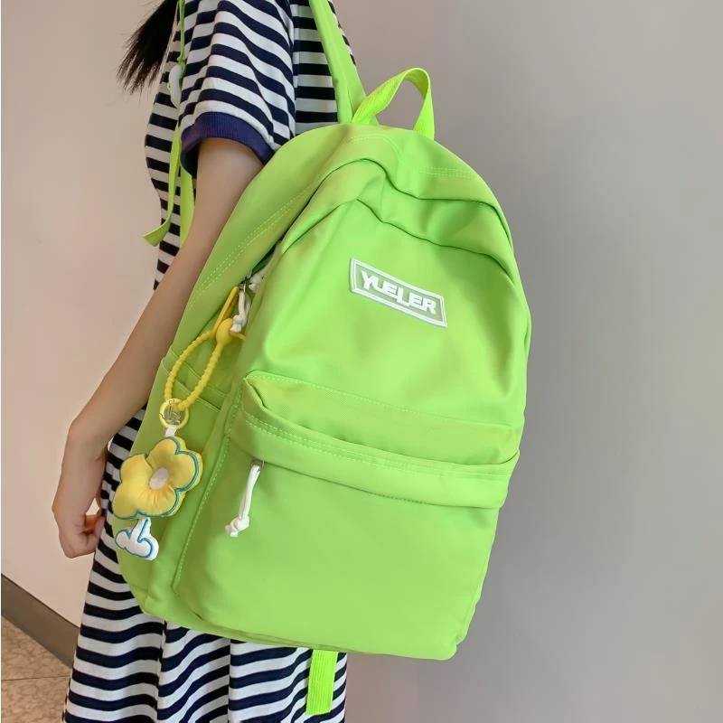 新款高颜值书包女 日系ins学院风双肩包纯色大学生简约百搭揹包夏