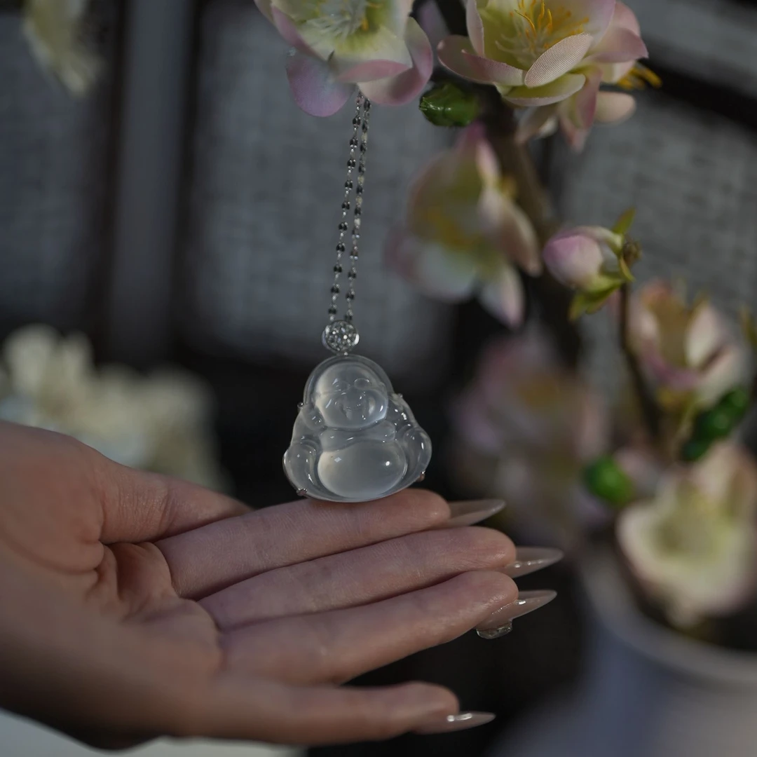 JIUXI珠宝天然独龙玉宝石光小号佛公吊坠项链国风新中式饰品