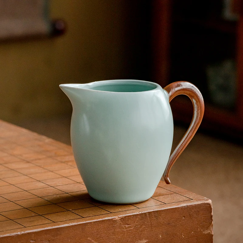 天青色汝窑公道杯高档家用分茶器陶瓷中式公杯开片汝瓷茶海冰裂纹