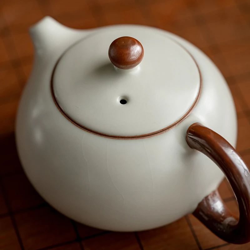 米黄汝窑小茶壶泡茶专用陶瓷手工西施壶单个家用高档泡茶壶最新款