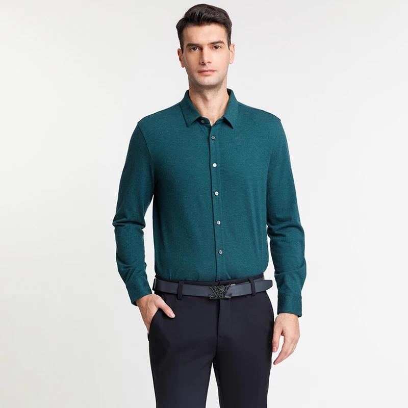 路卡迪龙【山羊绒】24秋冬保暖恒温舒适男士商务羊绒衬衫120216281