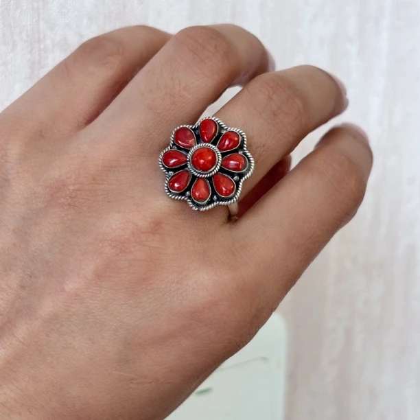 925银亚克力戒指 925银戒指尼泊尔手工 时尚