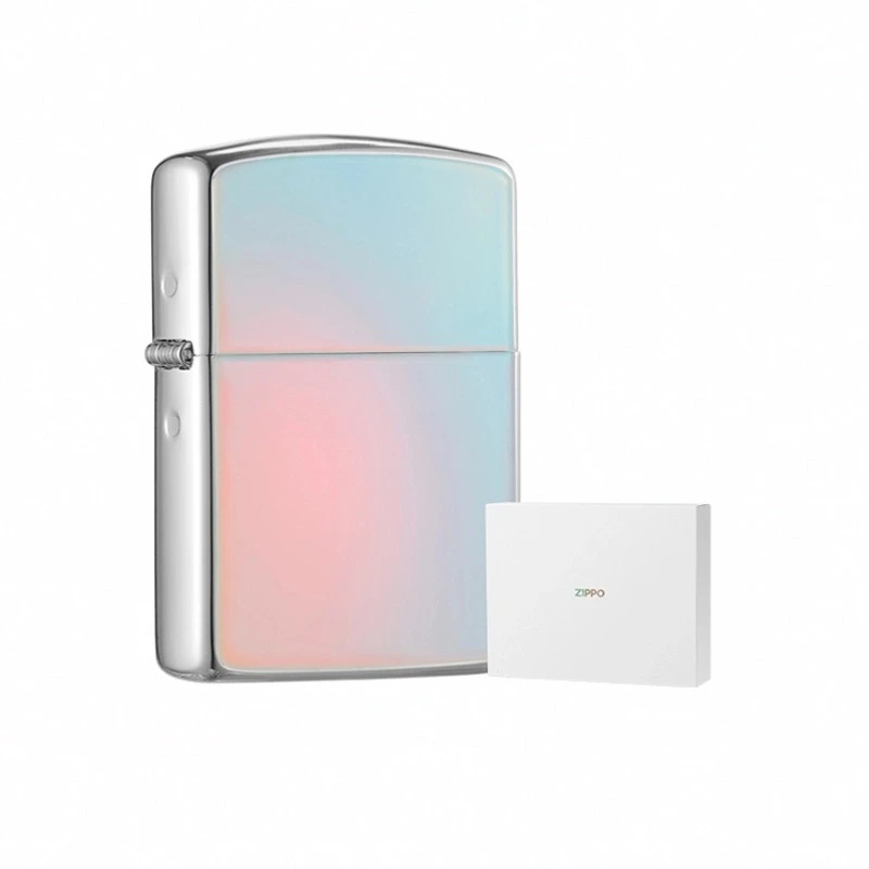 ZIPPO之宝七彩祥云镜面镀银套装煤油防风打火机梦幻送男友礼物