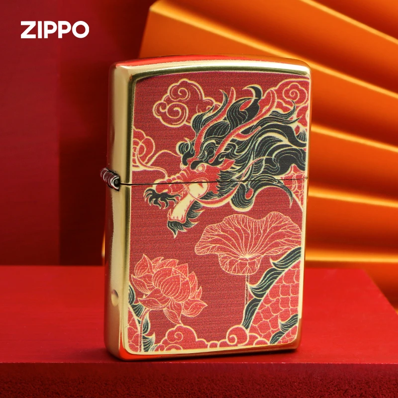 ZIPPO打火机祥瑞游龙原装正版防风金色国风煤油男士送礼DY8702CY