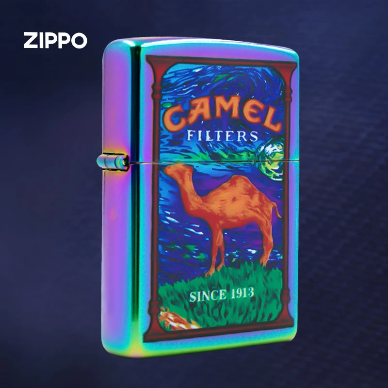 ZIPPO打火机幻彩骆驼原装正版男防风煤油蓝冰炫唐草花礼DY8702CY
