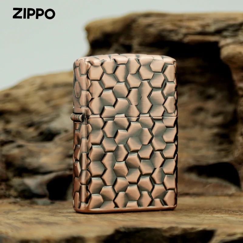 ZIPPO打火机八面玲珑原装正版黑色盔甲防风煤油男士送礼DY9902ZJ