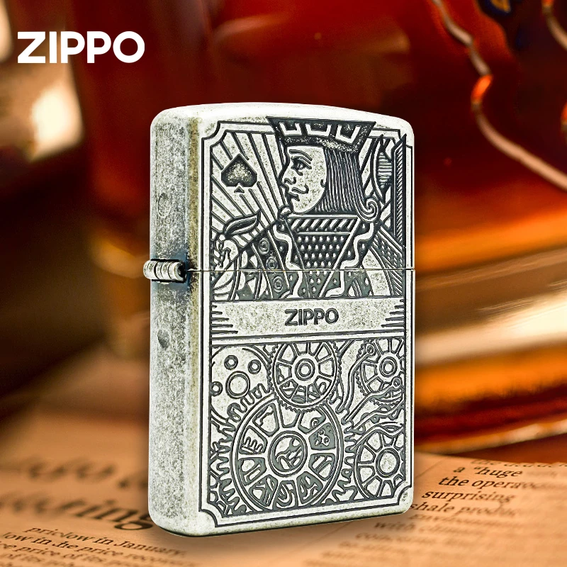 ZIPPO/之宝打火机扑克国王老K-古银纸牌官方正品防风打火机DYX1H1