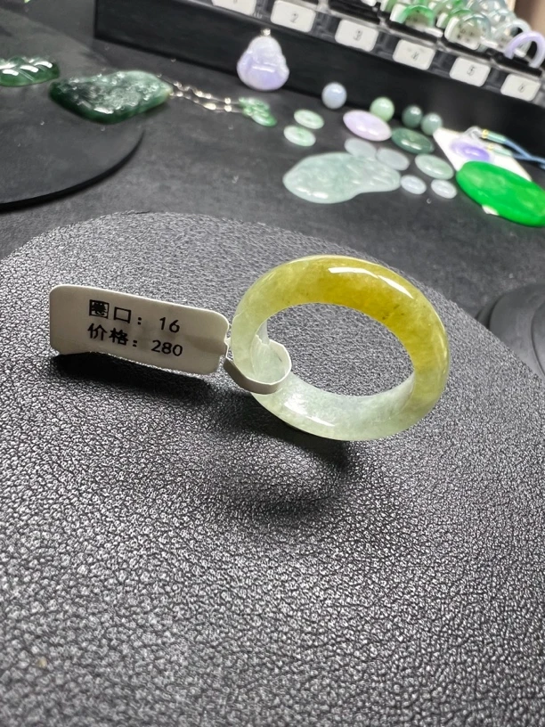 纯天然缅料翡翠a货戒指16圈口