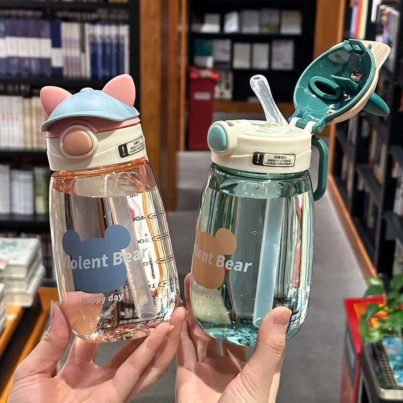 夏季高颜值儿童水杯可爱超萌吸管杯男女学生潮流简约便携防摔水杯