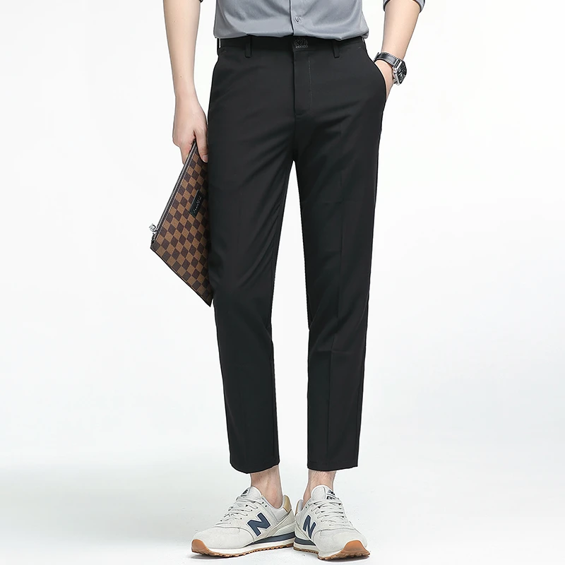 男士夏季男士9分裤西裤韩版修身小脚裤子春夏百搭休闲裤薄款九分