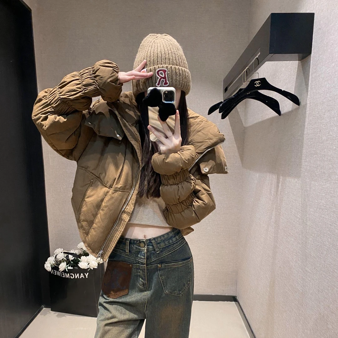 90白鸭绒 连帽设计藕节袖百搭羽绒服 JHYRSJ2307