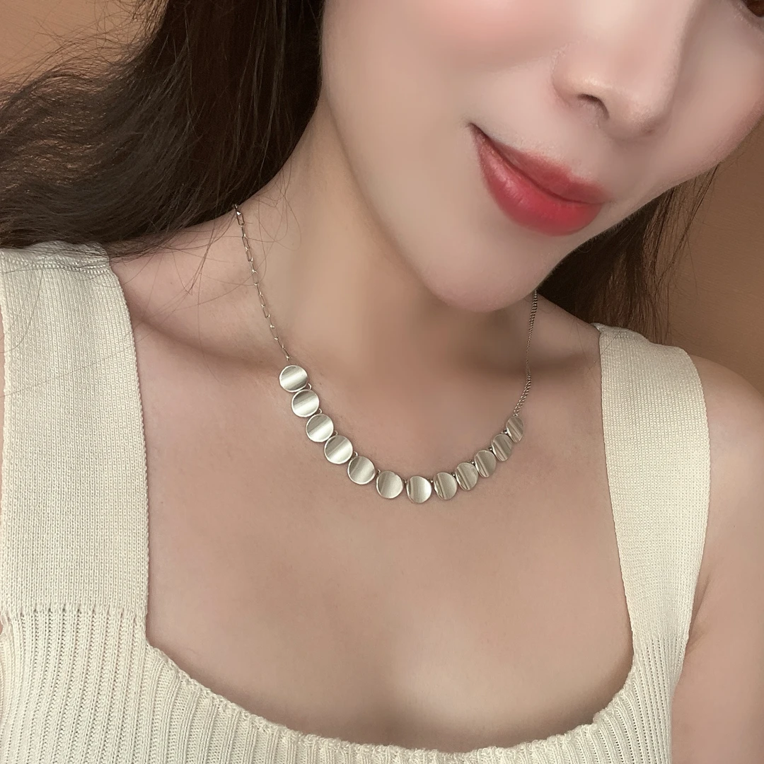 坠链均925银 【玺吻】s925银 气质十全十美锁骨链圆满项链45cm