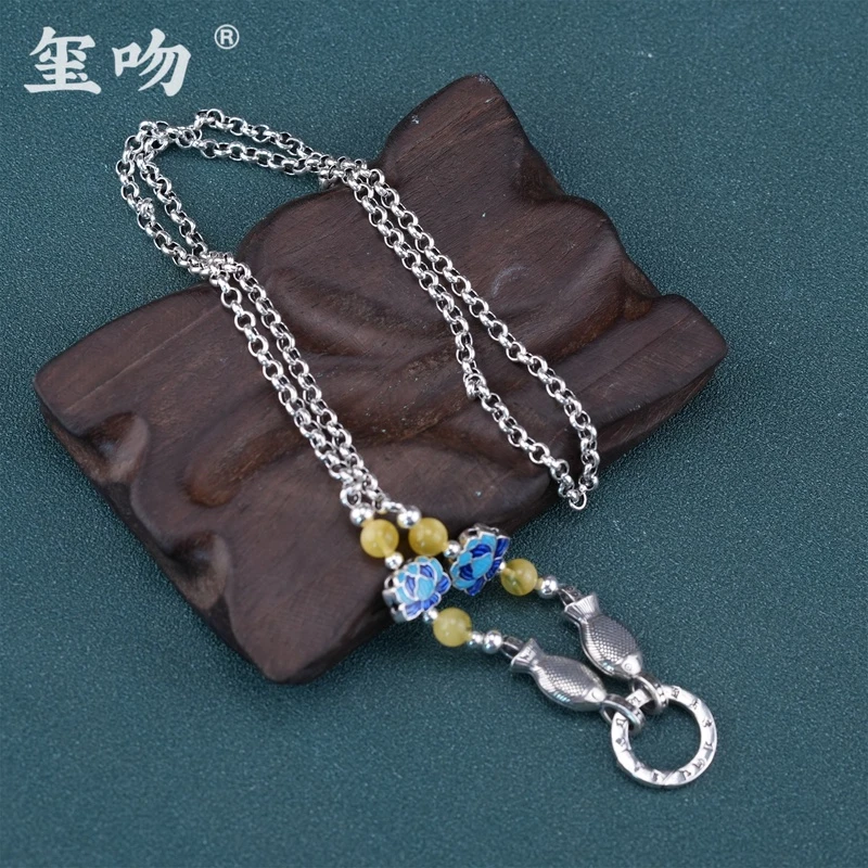 链子925银 【玺吻】s925银 好事连连 双面莲花双鱼毛衣链