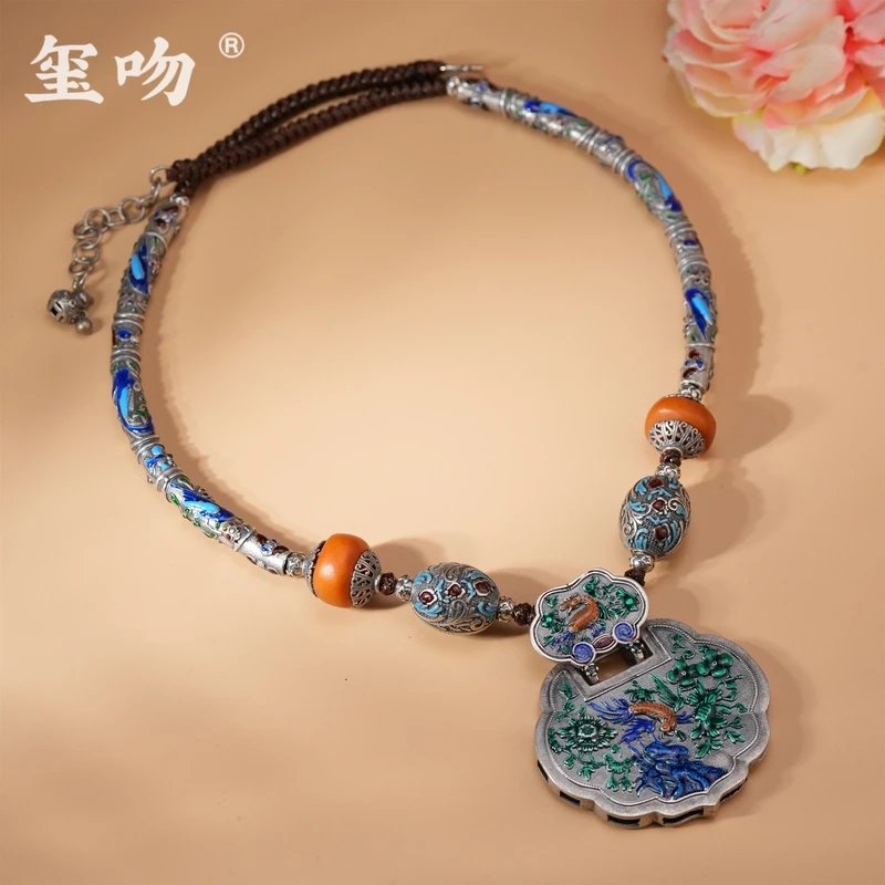 坠链均925银 【玺吻】s925银 喜上眉梢老银锁 老银国风重工套链