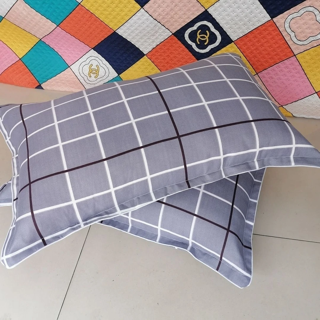 灰格子枕套枕头套枕皮一只两只成人学生宿舍单人床通用带拉链可