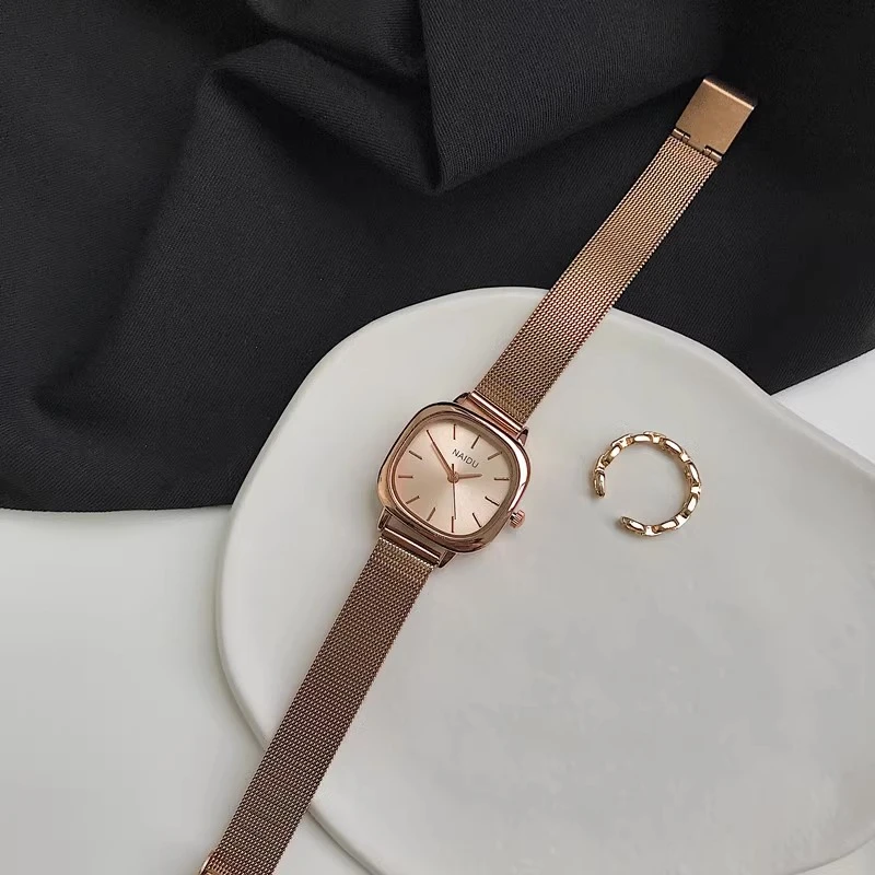 高颜值复古手表女款初小众设计高中学生考试专用机械表考研静音