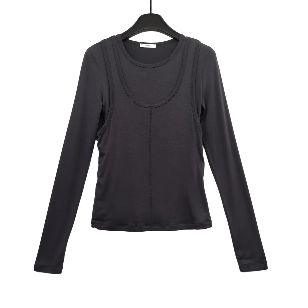 南油小众设计师两件套叠穿三色长袖打底上衣