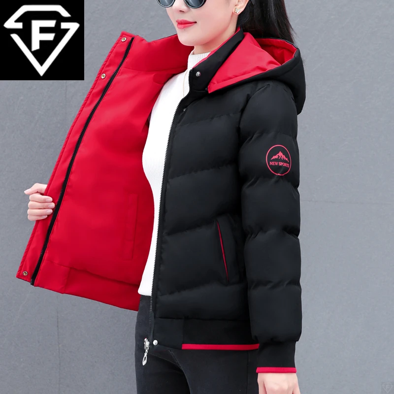 【品牌】2023秋冬新款大码双面穿棉服女短款外套宽松加厚保暖棉袄