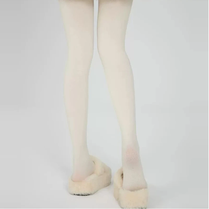 抵达一楼白色简约甜美百搭秋冬纯色细条纹打底裤显瘦小羊绒连裤袜