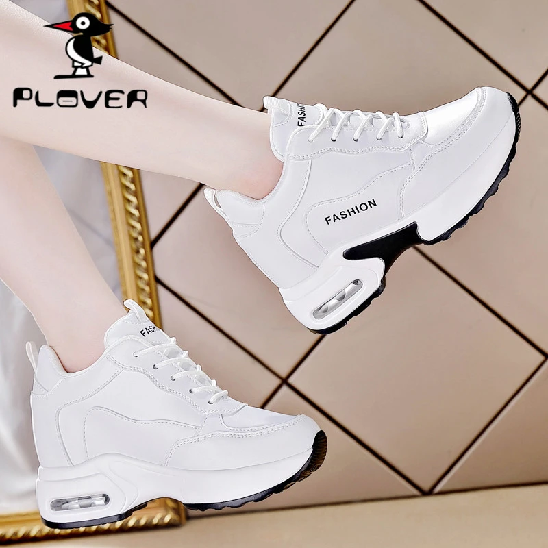 PLOVER内增高女鞋9cm2023秋季新款休闲运动鞋软底不累脚老爹鞋女