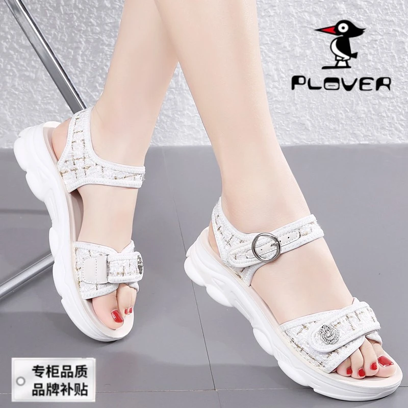PLOVER断码特价软底凉鞋女2023夏季新款百搭厚底休闲运动罗马凉鞋