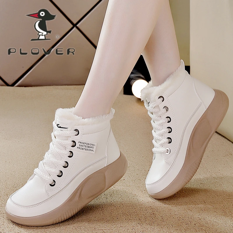 PLOVER高帮运动休闲时尚女鞋2023新款爆款舒适软底百搭加绒棉鞋