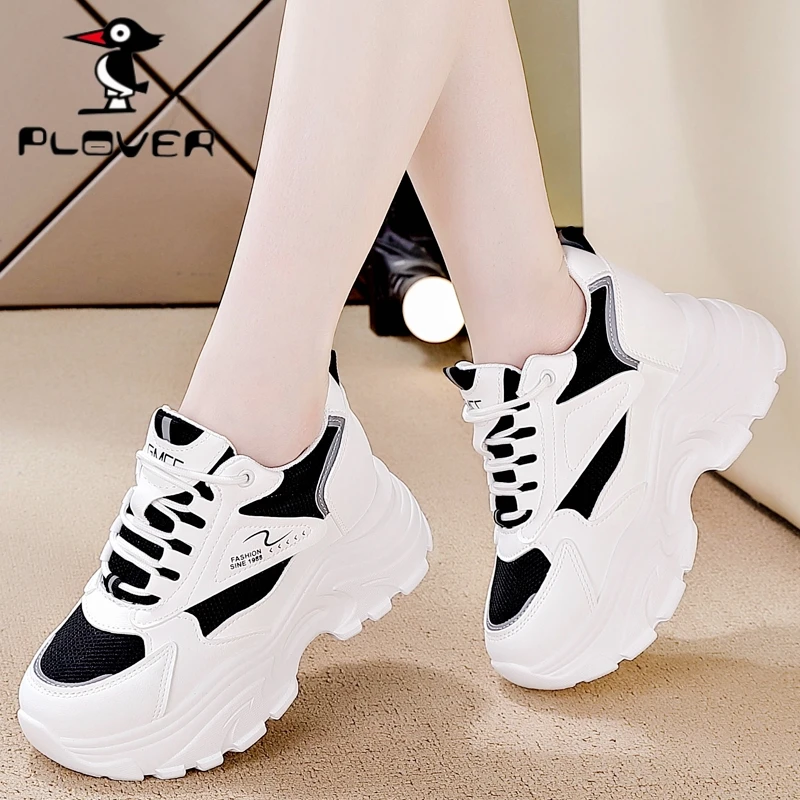 PLOVER品牌春秋网面透气老爹鞋女2024新款ins潮厚底轻量休闲潮鞋