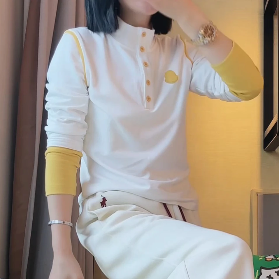 2024新款减龄撞色显瘦百搭设计休闲长袖T恤LK2500411