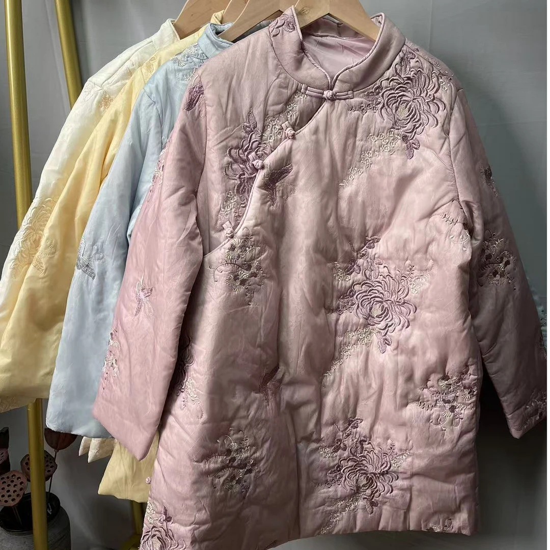 古夕~新中式棉服绣花复古冬季立领加厚设计师款8120#