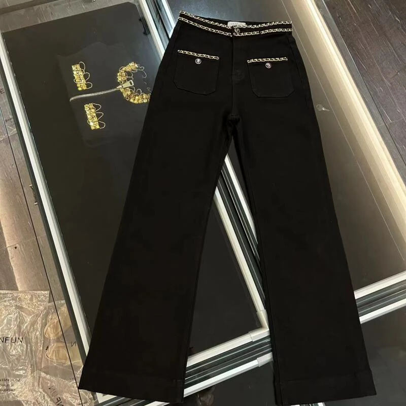 【CENFUN】直筒裤黑色裤子显瘦牛仔裤百搭休闲裤D4022