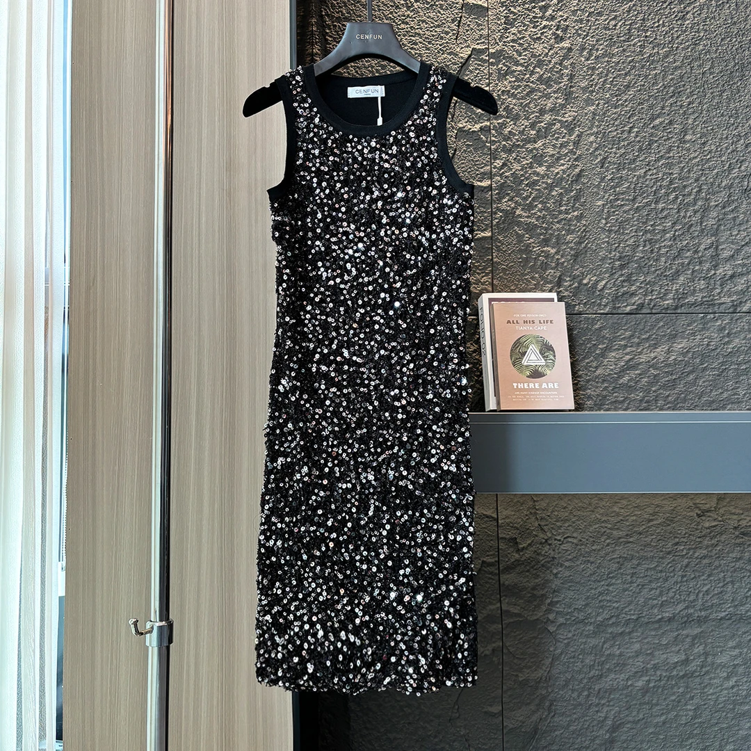 【CENFUN】*118 星光亮片裙时尚简约大气亮彩背心连衣裙E20184