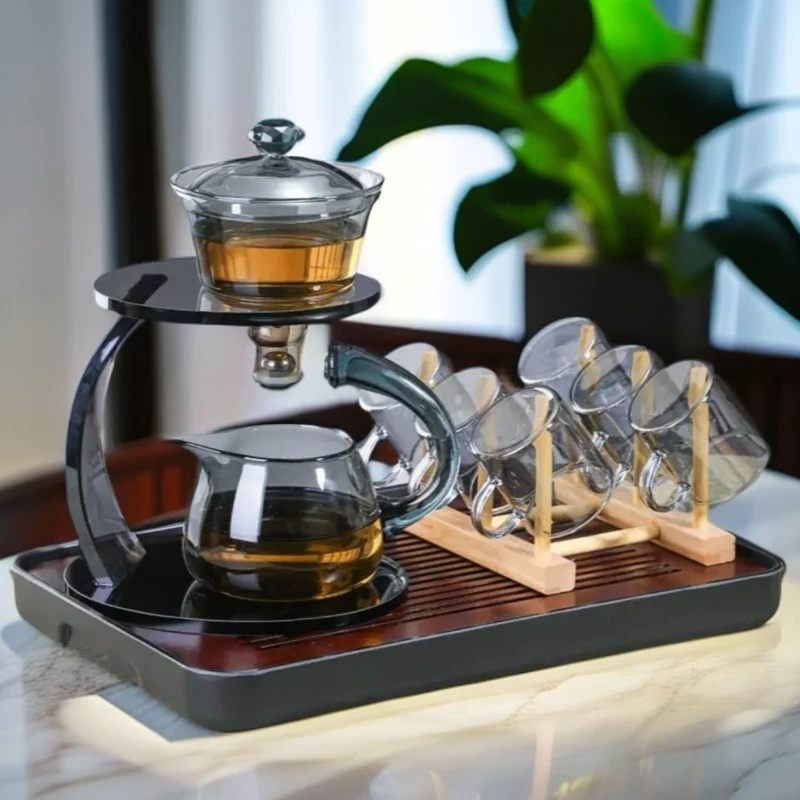 茶杯高档茶水分离玻璃防烫泡茶磁吸旋转手工茶具家用创意懒人神器