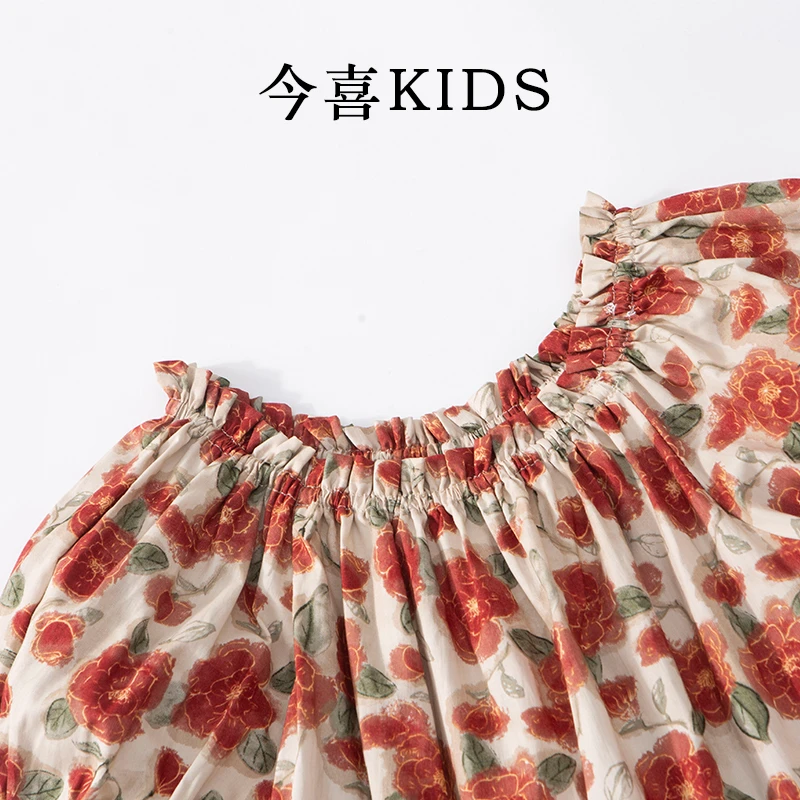 连衣裙法式碎花礼服女童公主裙夏季泡泡袖儿童气质洋气时尚复古