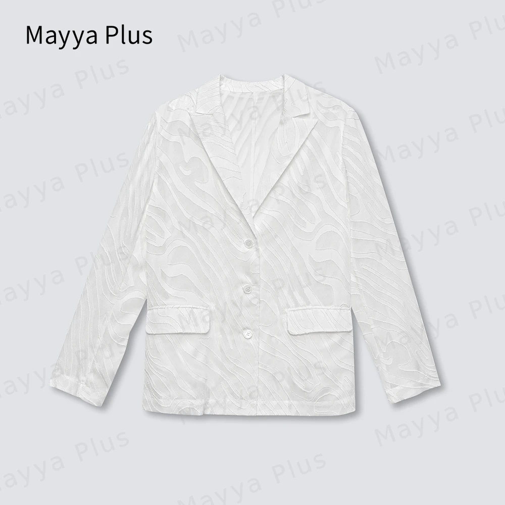 【剪花西装】Mayya Plus时尚新品气质显瘦休闲剪花西装外套32336067
