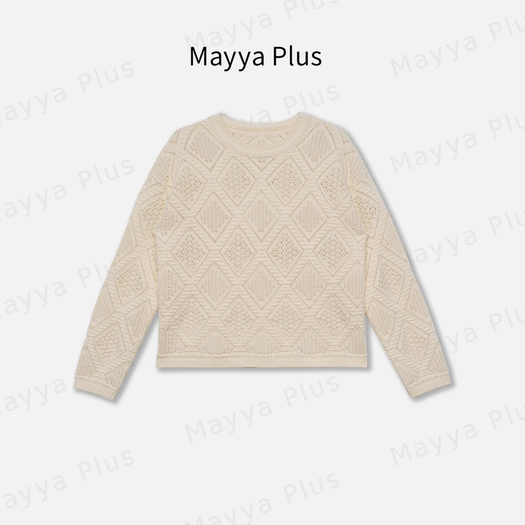 【暖阳】Mayya Plus时尚新品轻奢气质显瘦百搭款毛织上衣32437873